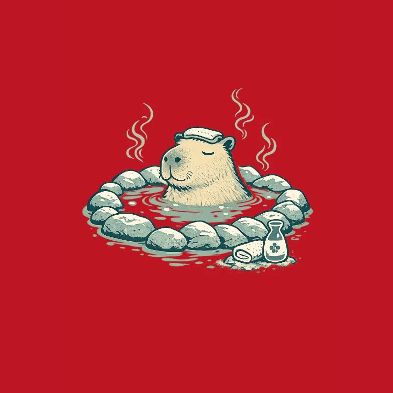 Capybara in the spring bath
