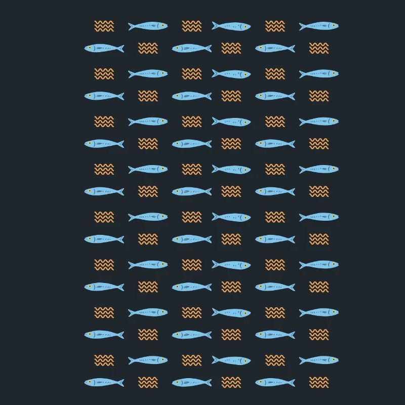 Minimalist Sardines and Waves Pattern for Summer