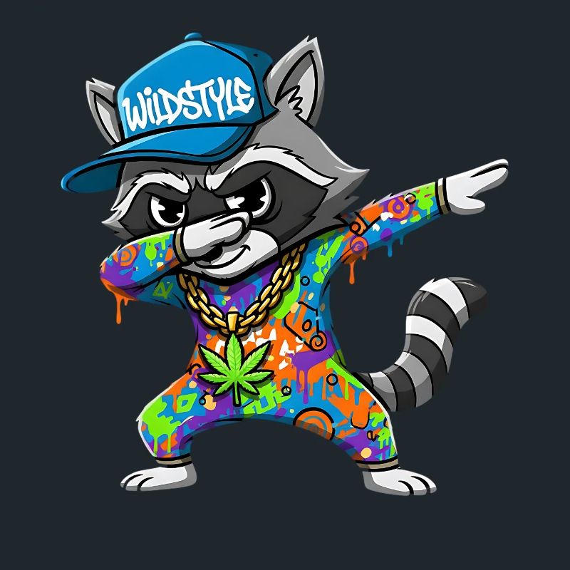 Wildstyle Dabbing Waschbär  Buntes Graffiti Design