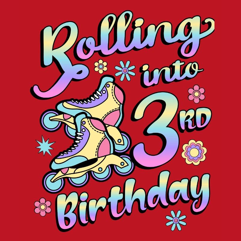 Rolling Into 3rd Birthday Roller Skater Inline