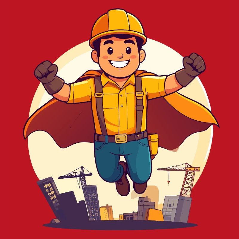 Bauhelden Superheld Bauarbeiter Held der Baustelle