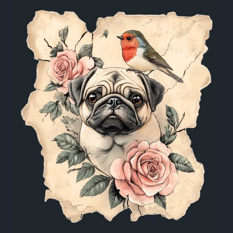 Mops und Vogel