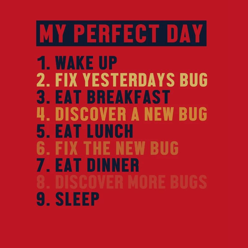 Fix Bugs Perfect Day Developer Coder Programmierer