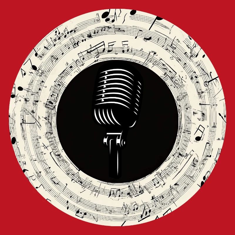 Microphone Musical Notes Art