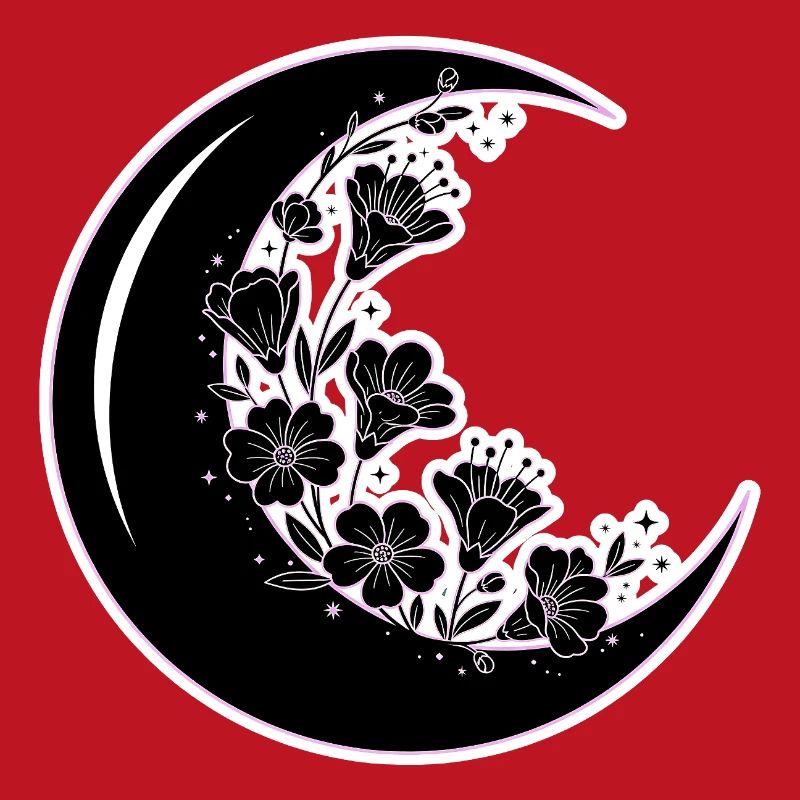 Illustration florale de la phase de lune