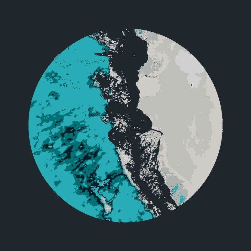 Split Earth Teal Moon