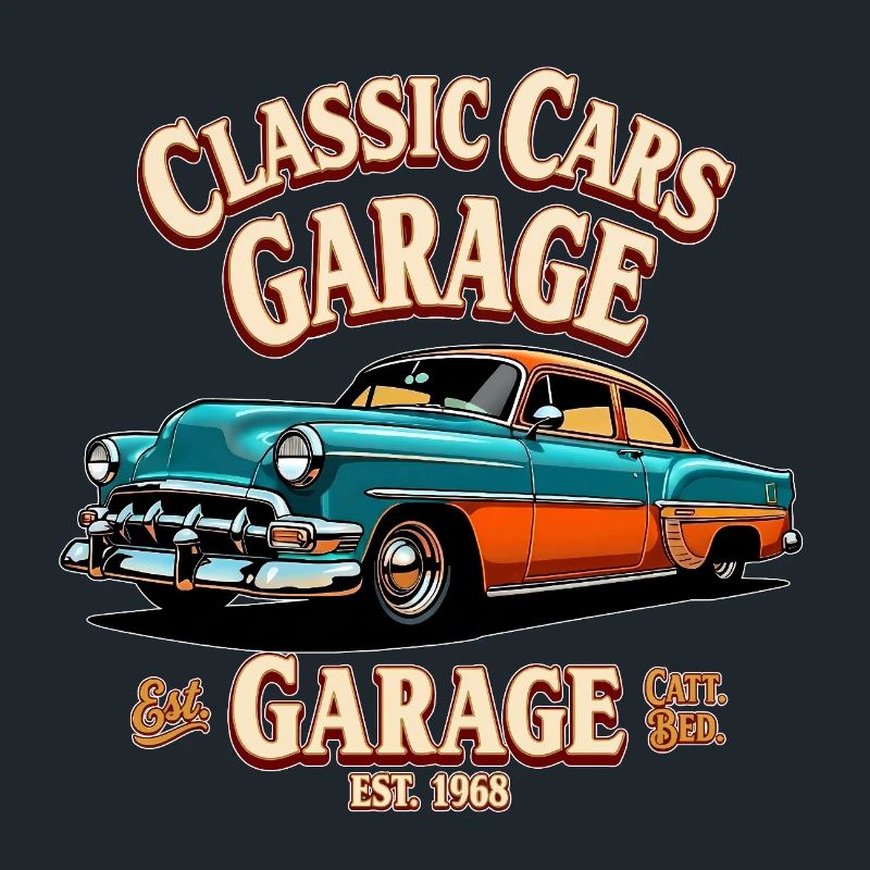 Impression de garage de voitures classiques