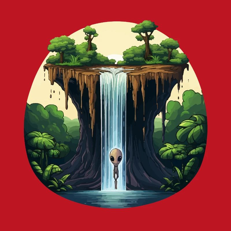 Extraterrestre à la cascade dans la jungle