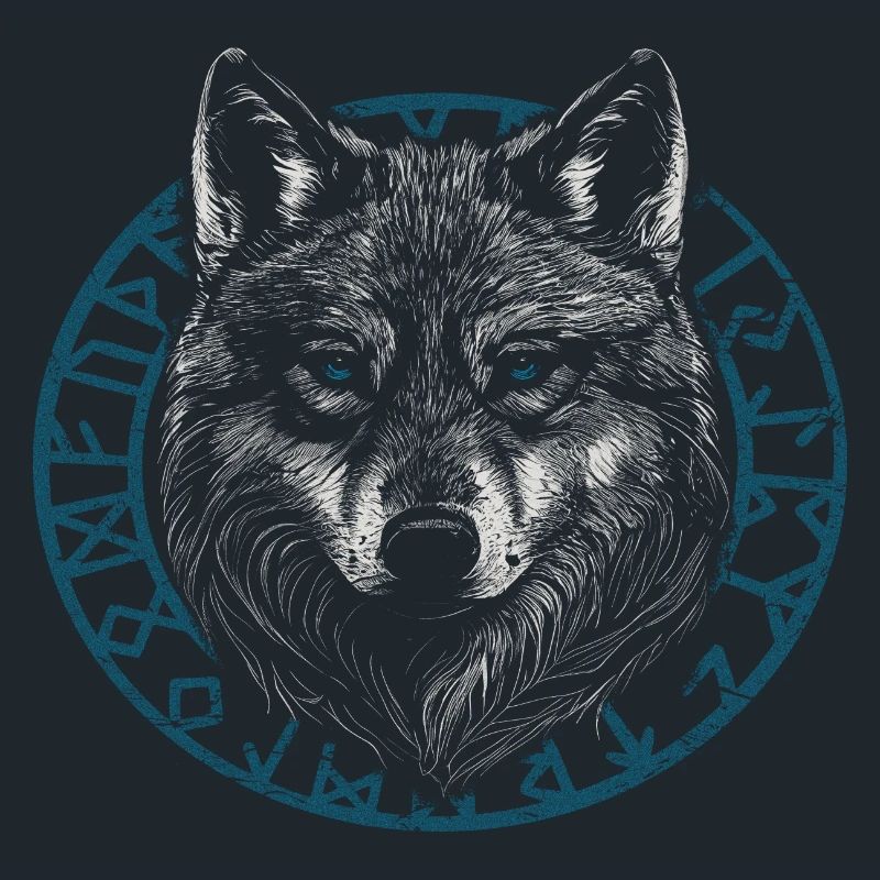 Wikinger Wolf mit Runen