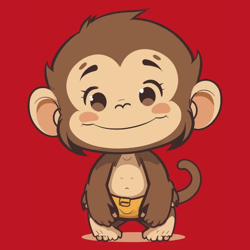 Mignon bébé singe - Conception d’animaux de dessin animé mignon