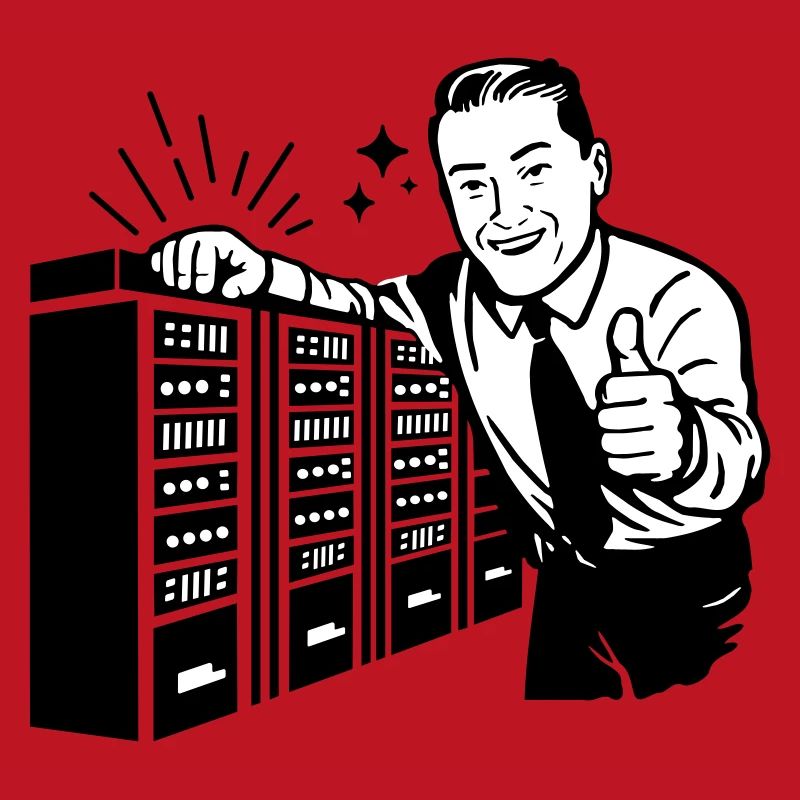 Rétro IT Admin Smiling – Support technique vintage