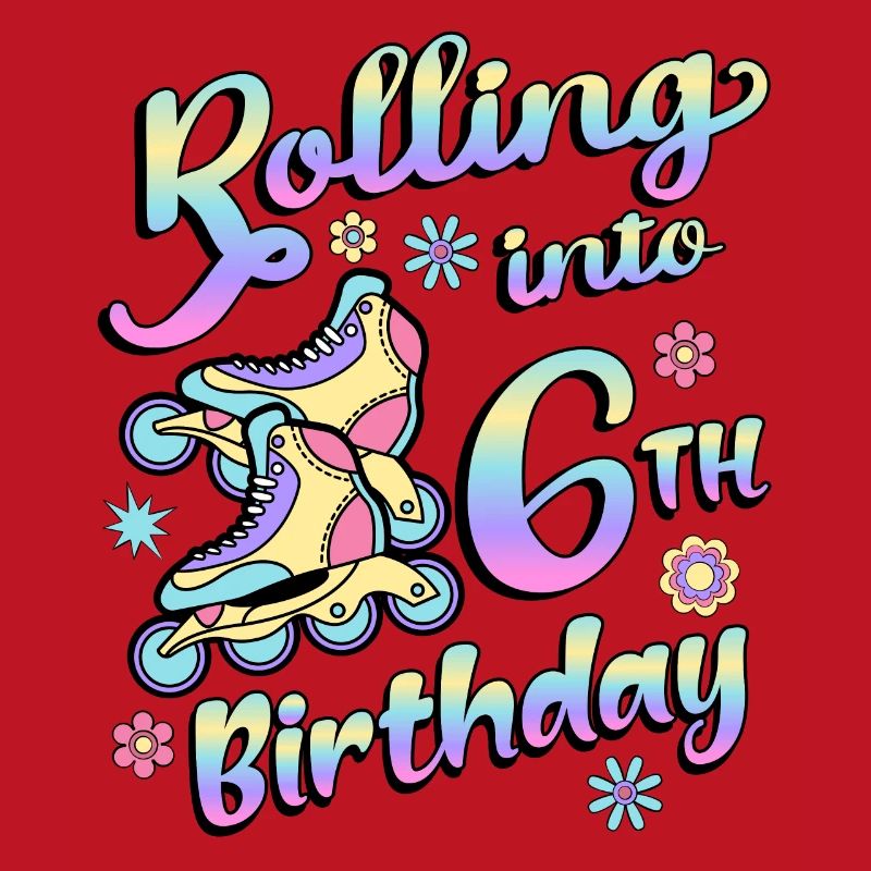 Rolling Into 6th Birthday Roller Skater Inline