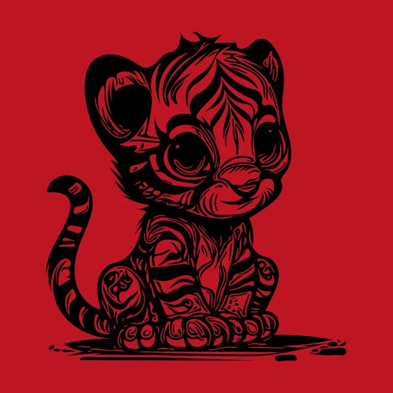 Small tiger with cute striped pattern