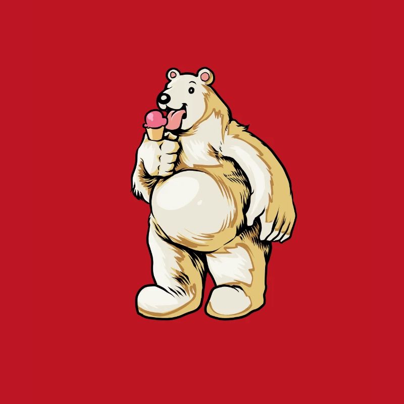 Comic Eisbär genießt Eistüte