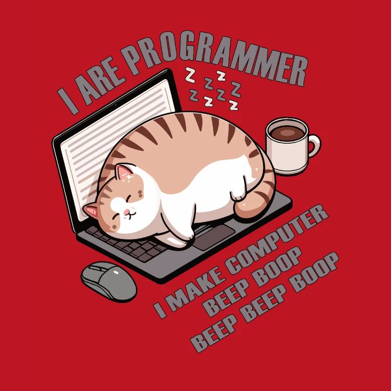 I are programmer, fat sleeping cat