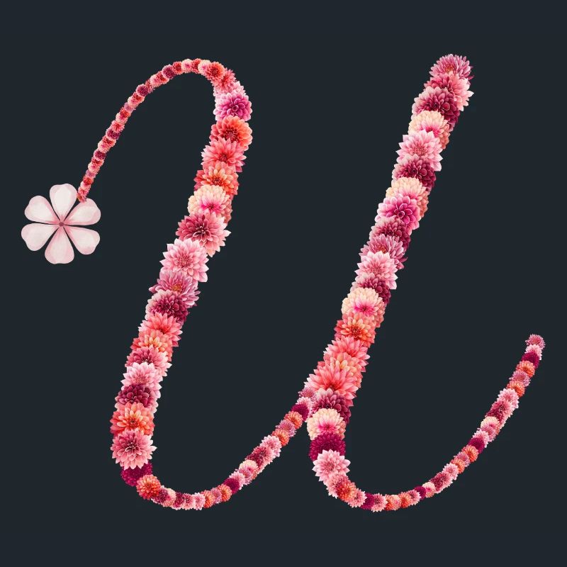 Romantisches Blumenmonogramm "U"