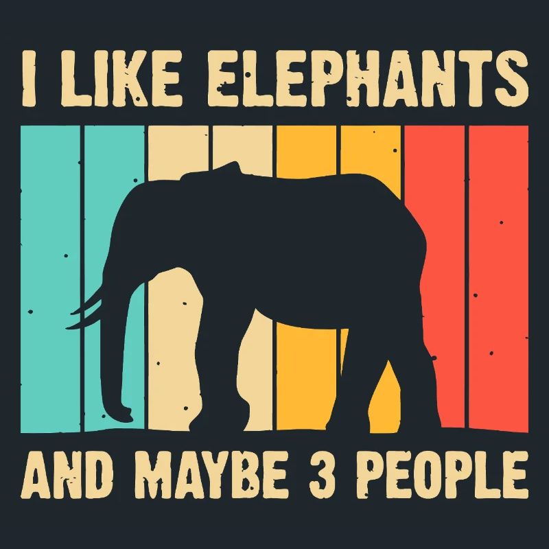 Elephant Silhouette on Rainbow Stripes