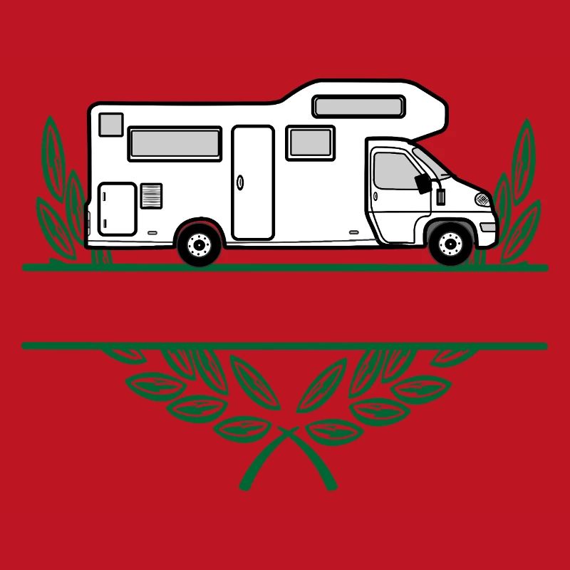 Camper im Kranz mit Platz für Text oder Namen