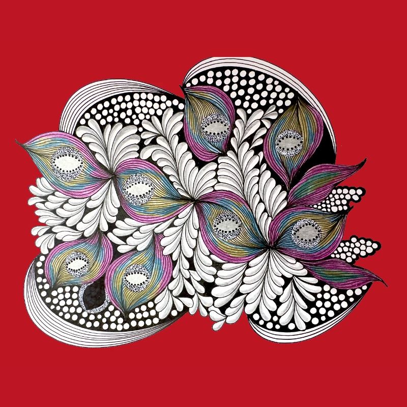Peacock Feather Doodle Pattern