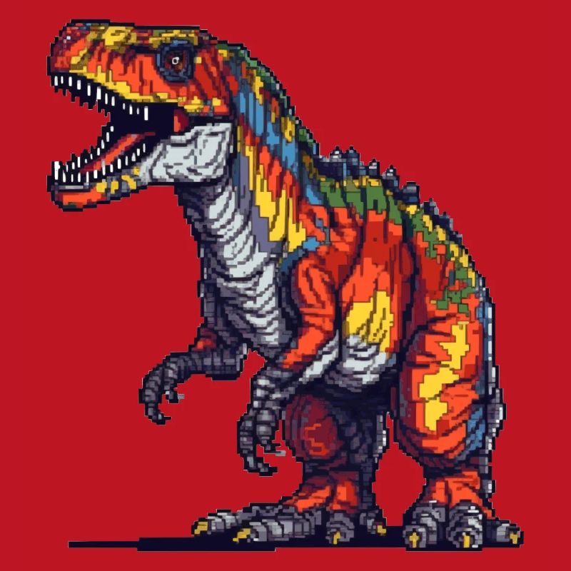 Dino dans les graphiques rétro pixel 8 bits ou 16 bits