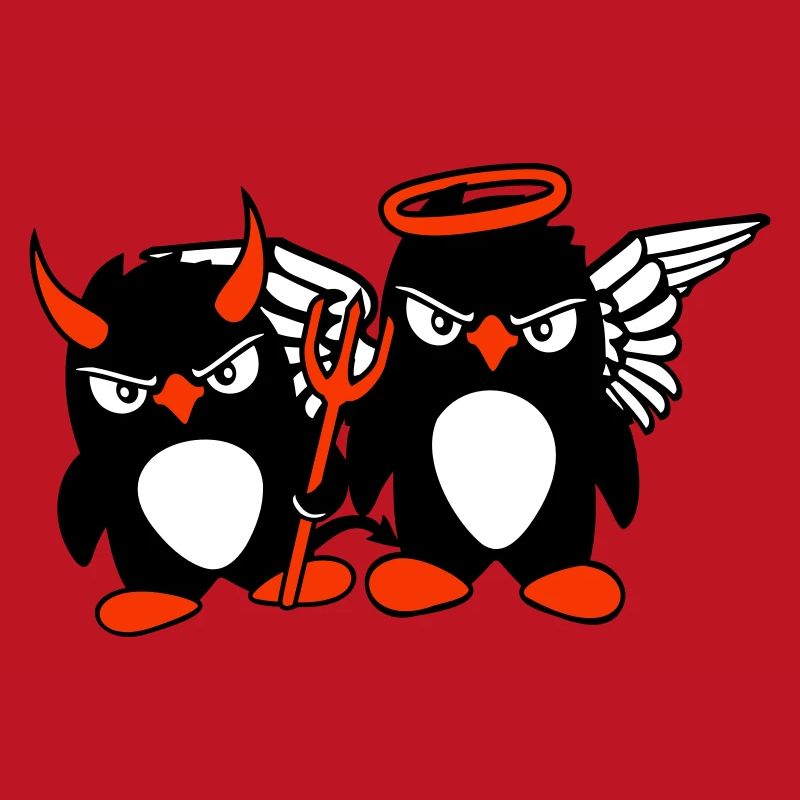2 Penguins Angel Devil Evil Good Sky Hell Cool