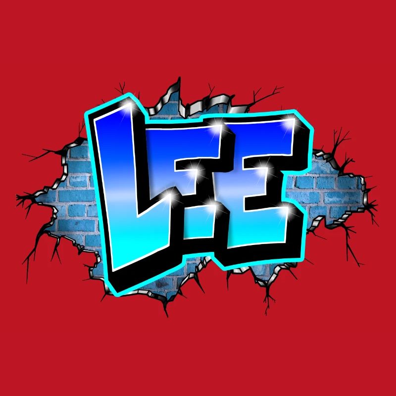Graffiti LEE Blue Brick Risse