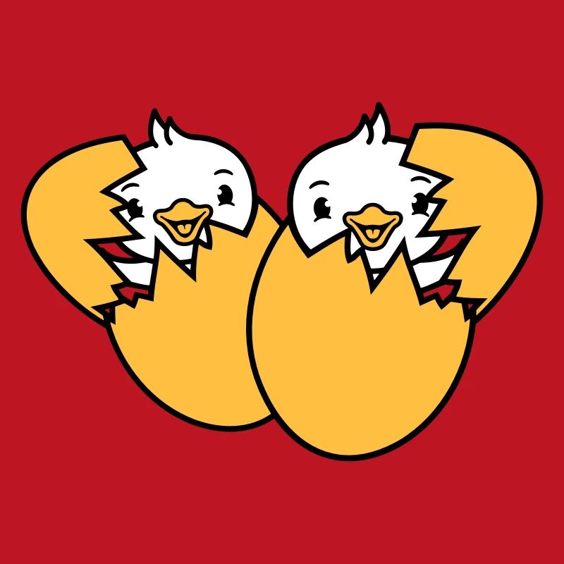 2 Birds Two Chicks Egg Hatch Born Eggshell