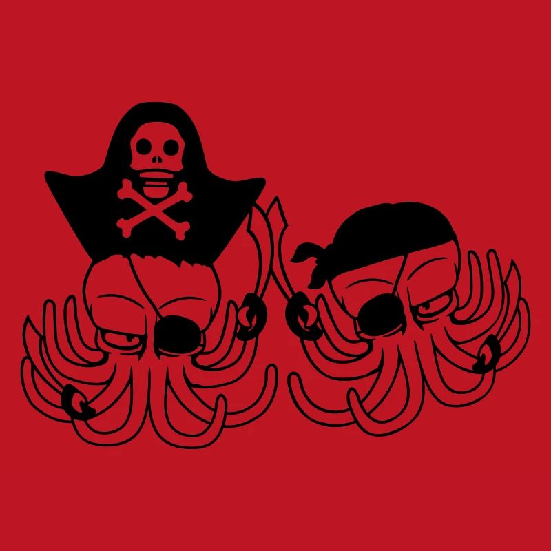 Two Octopus Pirate Sailing Crew Captain 2 Buccaneers