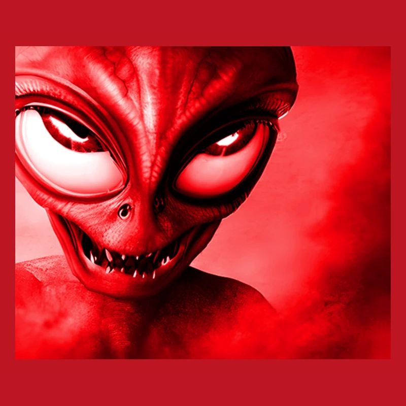 Alien with Sharp Teeth Design - Red