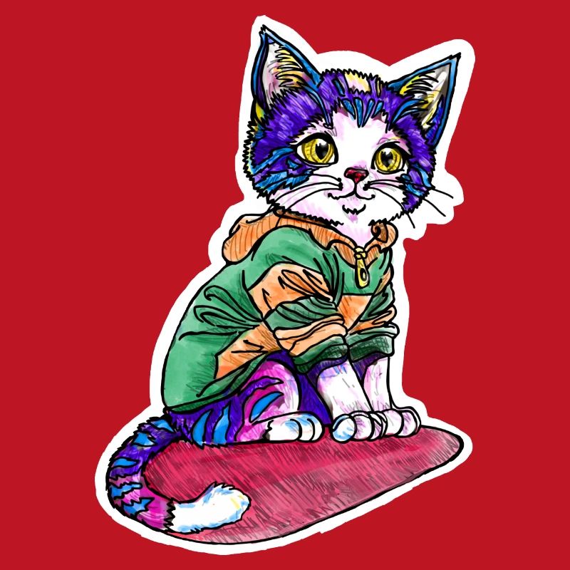 Chat en pull vert