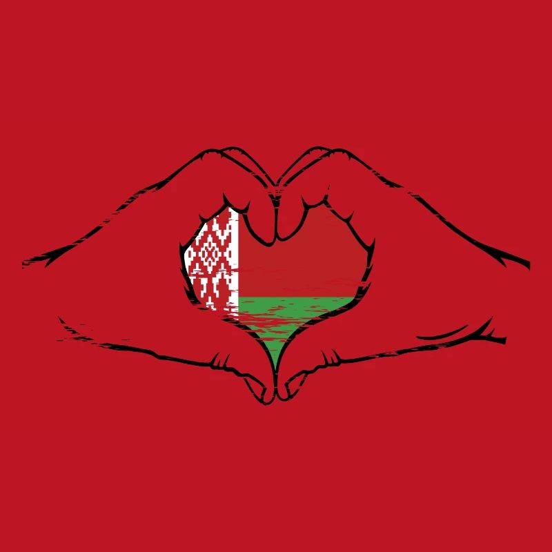 Drapeau de la Biélorussie mains forme de coeur utilisé