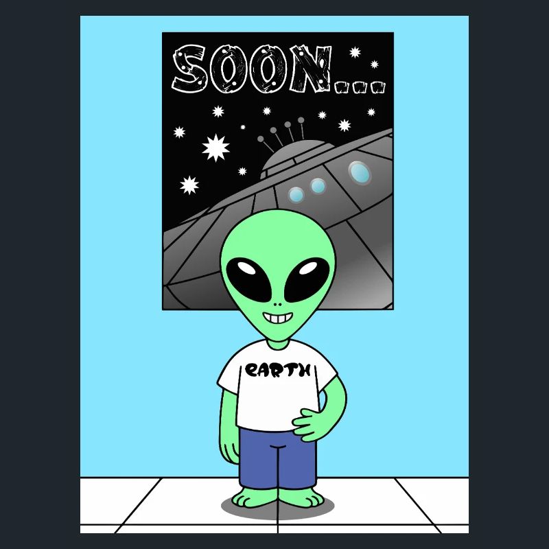 Alien devant le vaisseau spatial Terre