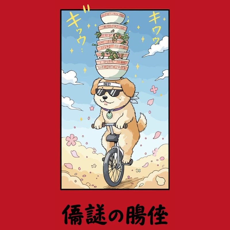 Noodle Stack Pup sur monocycle