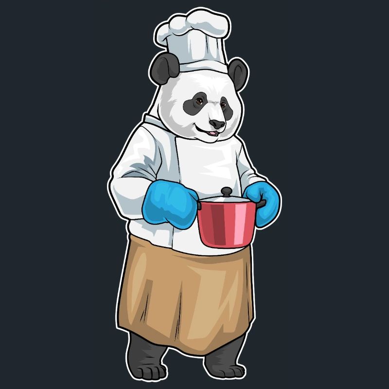 Cuisinier panda Cuisson de la marmite