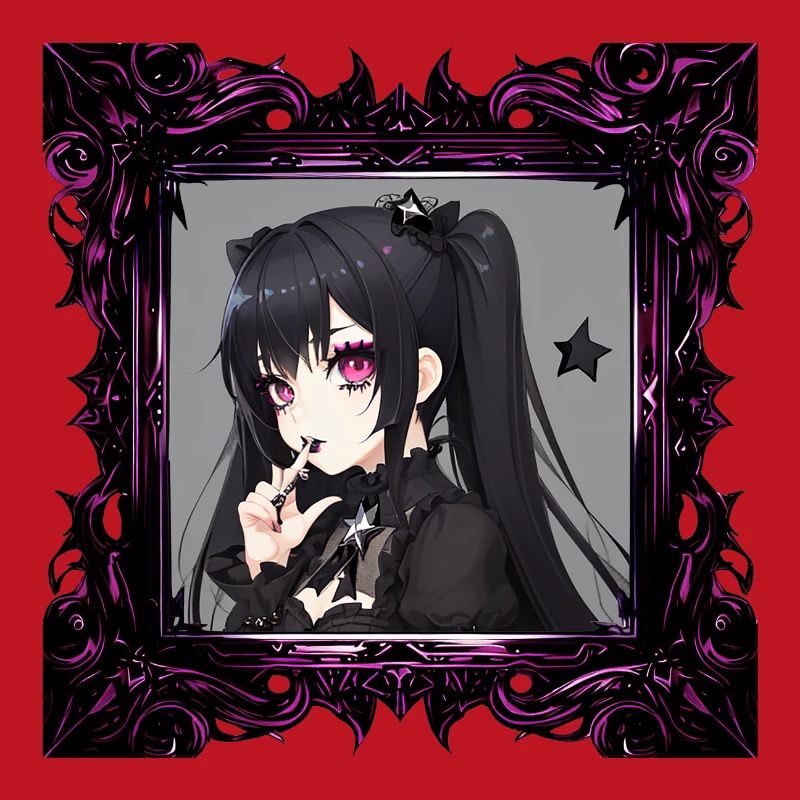 Anime Gothic-Mädchen in einem Rahmen