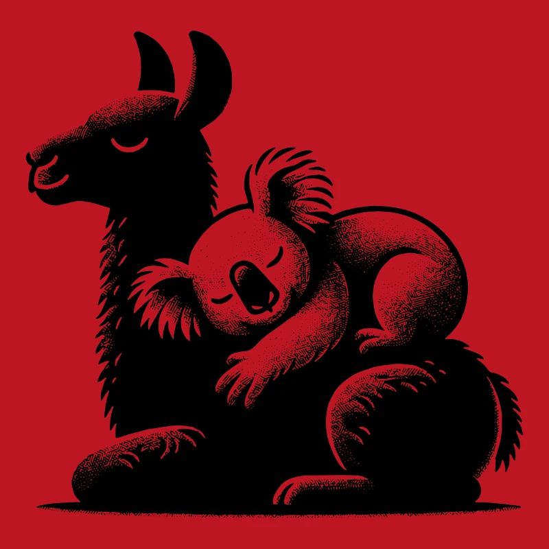 Sleeping koala on a sleeping llama