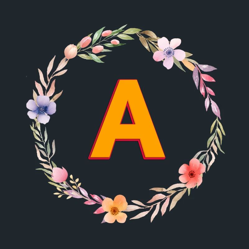 A Monogramm , bunter Blumenkranz