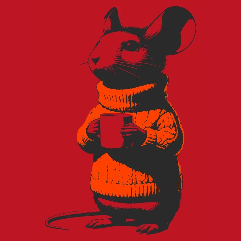 Souris en pull à col roulé
