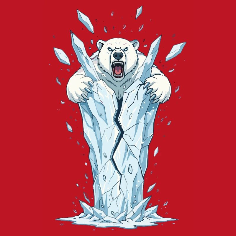 Eisbär bricht Eisblock