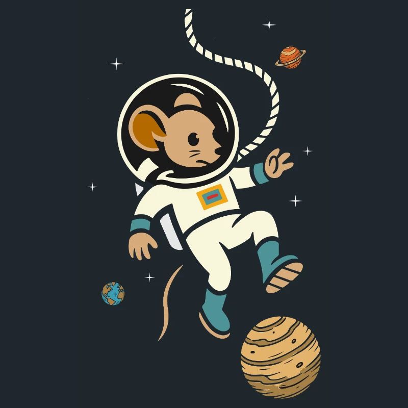 Souris astronaute dans l’espace – Motif mignon de l’espace