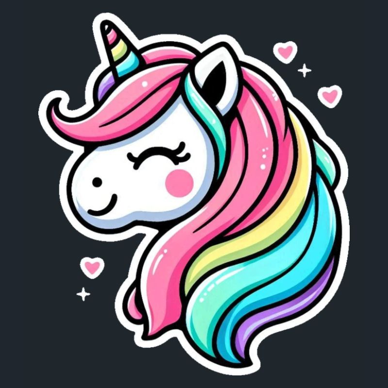 Einhorn Comic Regenbogen Herzen