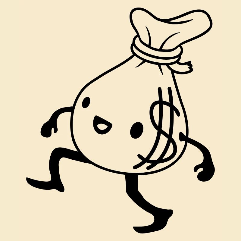 Gehender lebendiger Geldsack Comic