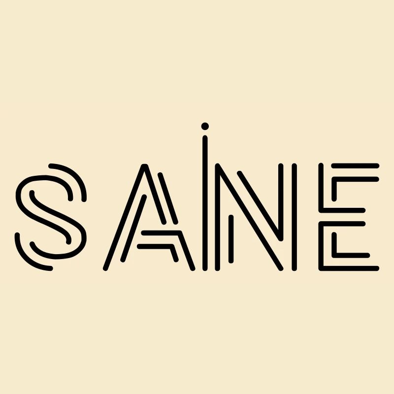 "Sane" Text Logo Design, druckbarer Text, Statement