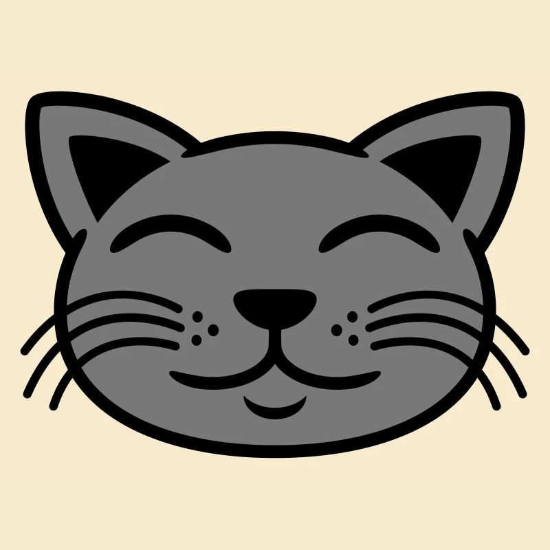 Visage de chat gris heureux