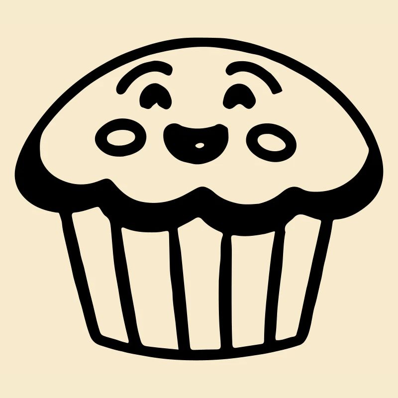 Cute Muffin with Face Vector