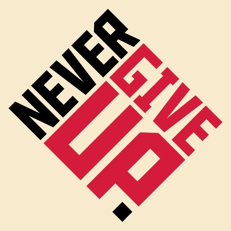 never give up square red cool logo team design ni