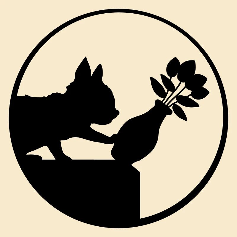 Tombe en bas du vase de fleurs chat