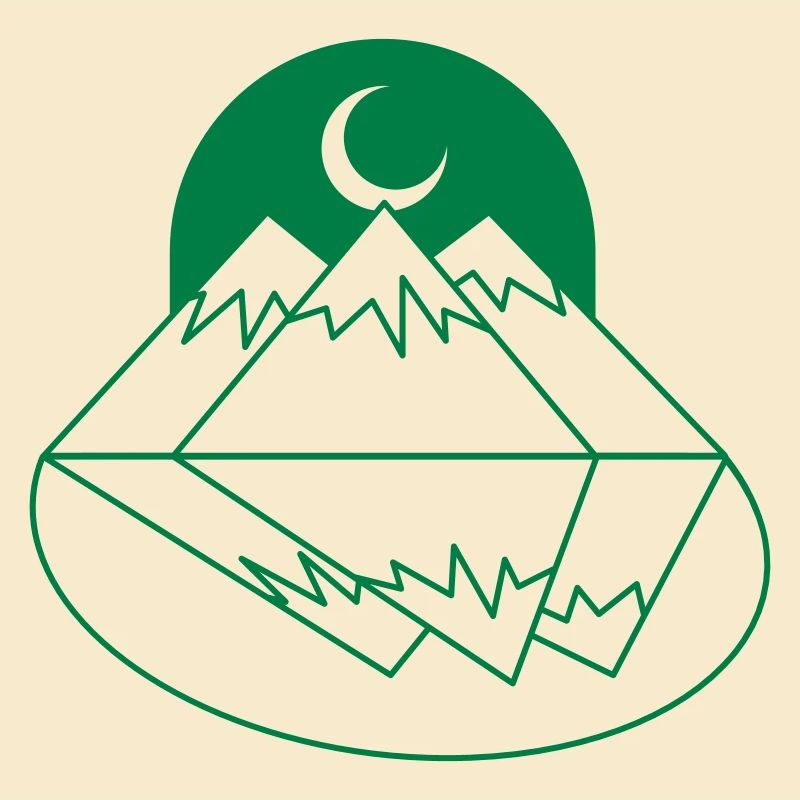 BOHO Moon mountains peaks and reflection