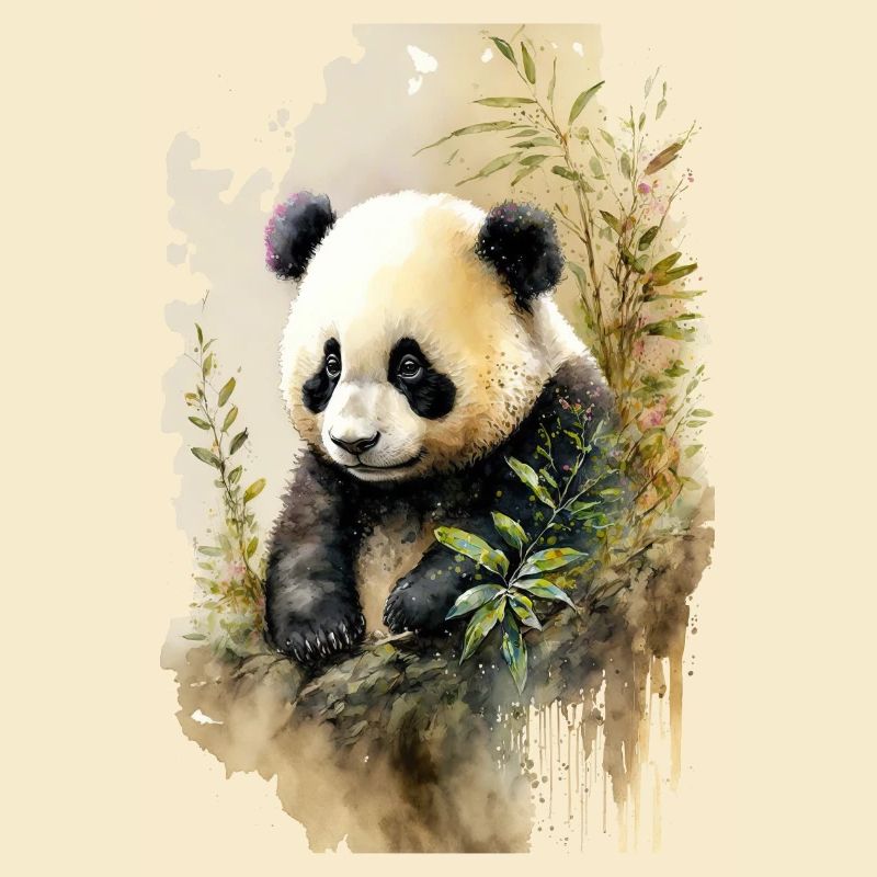 Aquarelle de panda mignon