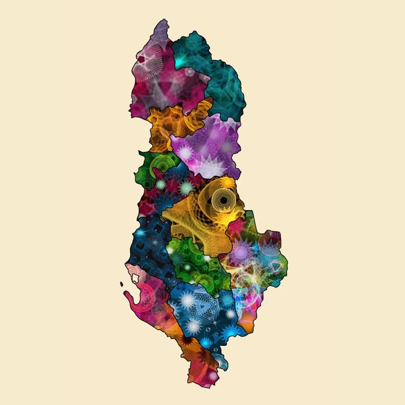 Spirographe Patterned Albanie Counties Map